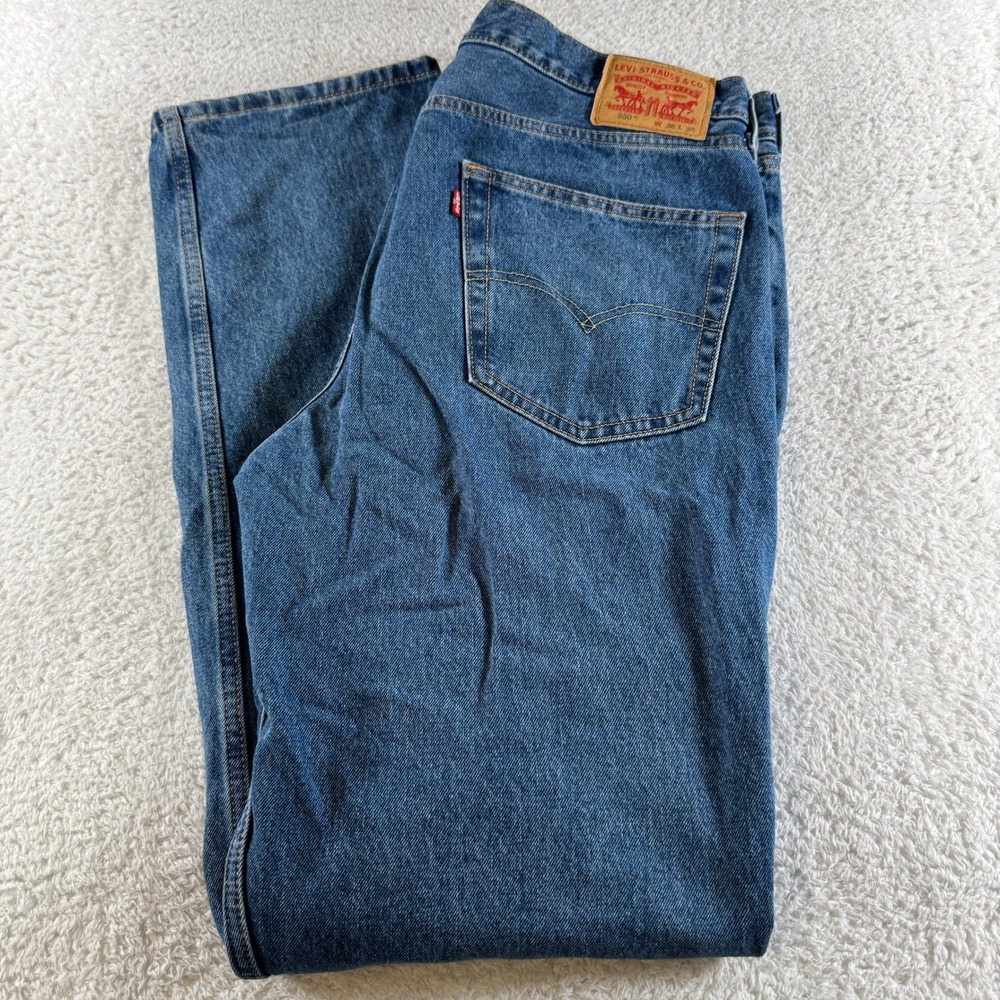 Levis 550 Relaxed Fit Straight Mens Tag 36x36 Western Medium‎ Blue Denim Clean